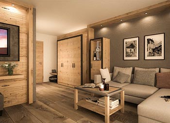 Modern rooms in chalet style