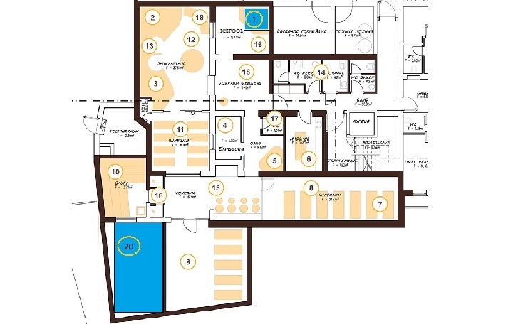 Map of the wellness area of the Hotel Sonnblick